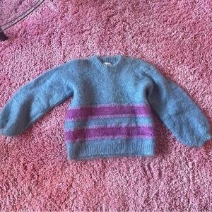Mohair Wool Cozy Blue and Purple Striped Sweater